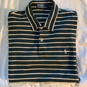 Ralph Lauren Green and Cream Striped Polo Shirt